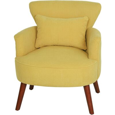 HOMCOM Fauteuil moderne à accoudoirs, fauteuil d'appoint rembourré avec coussin lombaire, pieds en bois d'hévéa, jaune - Publicité HOMCOM Fauteuil moderne à accoudoirs, fauteuil d'appoint rembourré avec coussin lombaire, pieds en bois d'hévéa, jaune - Publicité