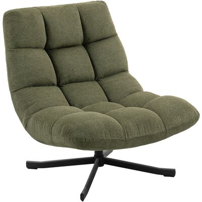 HOMCOM Fauteuil pivotant Lounge à large assise, aspect chenille déperlant, pieds en acier croisés, Vert - Publicité HOMCOM Fauteuil pivotant Lounge à large assise, aspect chenille déperlant, pieds en acier croisés, Vert - Publicité