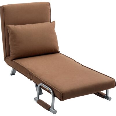 HOMCOM Fauteuil Lit Individuel 2 en 1 Fauteuil Convertible avec Dossier Réglable et Coussin pour Salon Chambre 65x69x80 cm Marron - Publicité HOMCOM Fauteuil Lit Individuel 2 en 1 Fauteuil Convertible avec Dossier Réglable et Coussin pour Salon Chambre 65x69x80 cm Marron - Publicité
