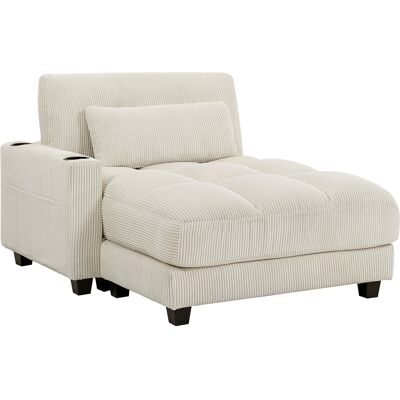 HOMCOM Canapé-lit avec coussin, mousse, convertible en lit, porte-gobelet, blanc crème - Publicité HOMCOM Canapé-lit avec coussin, mousse, convertible en lit, porte-gobelet, blanc crème - Publicité