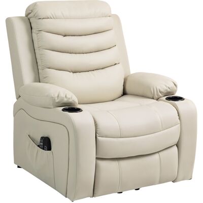 HOMCOM Fauteuil TV Relax électrique avec aide au lever, Massage, Chauffage, Ports USB, PU, Crème - Publicité HOMCOM Fauteuil TV Relax électrique avec aide au lever, Massage, Chauffage, Ports USB, PU, Crème - Publicité
