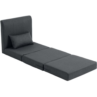 HOMCOM Fauteuil-lit 2-en-1 Canapé-lit pliant à texture lin, lit d'appoint rembourré chaise pliante, Gris foncé - Publicité HOMCOM Fauteuil-lit 2-en-1 Canapé-lit pliant à texture lin, lit d'appoint rembourré chaise pliante, Gris foncé - Publicité
