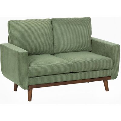 HOMCOM Canapé 2 places, canapé 134 cm en velours côtelé avec ressorts ensachés, dossier épais, accent lattes en bois, Vert - Publicité HOMCOM Canapé 2 places, canapé 134 cm en velours côtelé avec ressorts ensachés, dossier épais, accent lattes en bois, Vert - Publicité