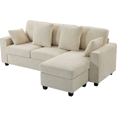 HOMCOM Canapé d'angle avec chaise longue réversible, canapé 3 places effet velours, assise large et profonde, coussins à ressorts, Beige - Publicité HOMCOM Canapé d'angle avec chaise longue réversible, canapé 3 places effet velours, assise large et profonde, coussins à ressorts, Beige - Publicité