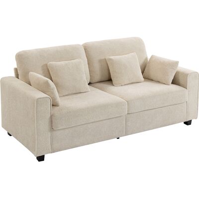 HOMCOM Canapé 3 places beige avec revêtement velours Raindrop, assise profonde, coussins à ressorts, larges accoudoirs et 4 coussins - Publicité HOMCOM Canapé 3 places beige avec revêtement velours Raindrop, assise profonde, coussins à ressorts, larges accoudoirs et 4 coussins - Publicité