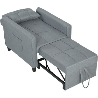 HOMCOM Canapé-lit pliable convertible avec dossier réglable et coussin, Gris - Publicité HOMCOM Canapé-lit pliable convertible avec dossier réglable et coussin, Gris - Publicité