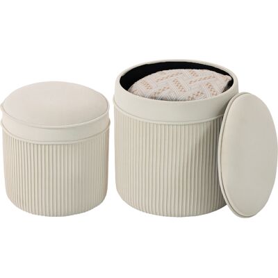 HOMCOM Lot de 2 poufs de rangement en velours, repose-pieds ronds gigognes avec couvercle amovible, Ø 36 et Ø 32 cm, crème - Publicité HOMCOM Lot de 2 poufs de rangement en velours, repose-pieds ronds gigognes avec couvercle amovible, Ø 36 et Ø 32 cm, crème - Publicité