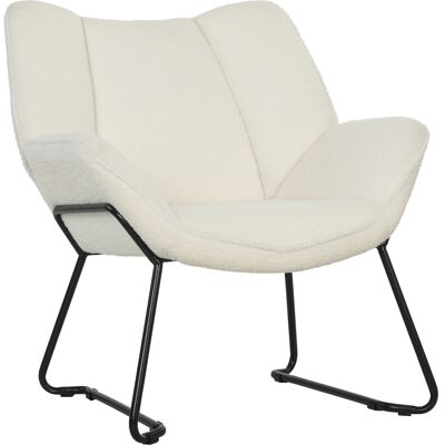 HOMCOM Fauteuil d'appoint moderne, fauteuil rembourré en Sherpa polaire avec dossier large et pieds en acier, montage facile, blanc - Publicité HOMCOM Fauteuil d'appoint moderne, fauteuil rembourré en Sherpa polaire avec dossier large et pieds en acier, montage facile, blanc - Publicité