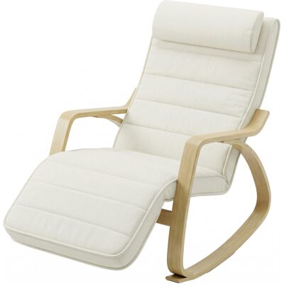 HOMCOM Fauteuil à bascule avec massage, chauffage, appui-tête & repose-pieds, revêtement velours, fauteuil relax, blanc crème - Publicité HOMCOM Fauteuil à bascule avec massage, chauffage, appui-tête & repose-pieds, revêtement velours, fauteuil relax, blanc crème - Publicité