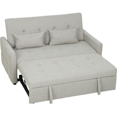 HOMCOM Canapé convertible 2 places 3 en 1, canapé-lit clic-clac, lit gigogne, dossier réglable, 2 coussins, 158x85x85cm, gris - Publicité HOMCOM Canapé convertible 2 places 3 en 1, canapé-lit clic-clac, lit gigogne, dossier réglable, 2 coussins, 158x85x85cm, gris - Publicité