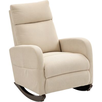 HOMCOM Fauteuil à bascule, fauteuil rembourré en velours côtelé, poches latérales pour salon, chambre, Beige - Publicité HOMCOM Fauteuil à bascule, fauteuil rembourré en velours côtelé, poches latérales pour salon, chambre, Beige - Publicité