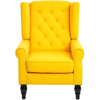 HOMCOM Fauteuil de chambre style français à large assise et pieds en bois pour salon et bureau, Jaune - Publicité HOMCOM Fauteuil de chambre style français à large assise et pieds en bois pour salon et bureau, Jaune - Publicité