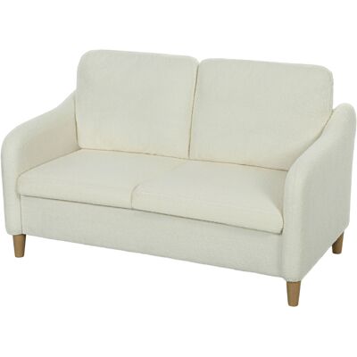 HOMCOM Canapé 2 places, canapé de salon en tissu bouclette avec coussins inclus, assise rembourrée, 137 x 69 x 82 cm, crème - Publicité HOMCOM Canapé 2 places, canapé de salon en tissu bouclette avec coussins inclus, assise rembourrée, 137 x 69 x 82 cm, crème - Publicité