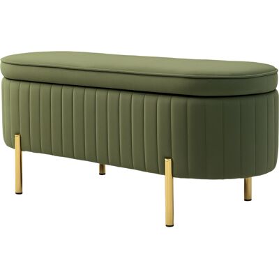 HOMCOM Banc de rangement, bout de lit en velours avec couvercle, pieds en métal, capacité 72 L, 108x44x43,5cm, vert foncé - Publicité HOMCOM Banc de rangement, bout de lit en velours avec couvercle, pieds en métal, capacité 72 L, 108x44x43,5cm, vert foncé - Publicité