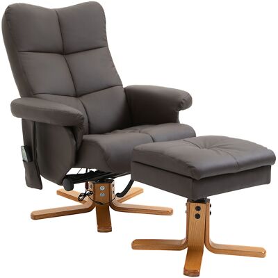 HOMCOM Fauteuil relax massant avec pouf, fauteuil de relaxation pivotant à 360°, dossier inclinable, 80 x 86 x 99 cm, marron - Publicité HOMCOM Fauteuil relax massant avec pouf, fauteuil de relaxation pivotant à 360°, dossier inclinable, 80 x 86 x 99 cm, marron - Publicité