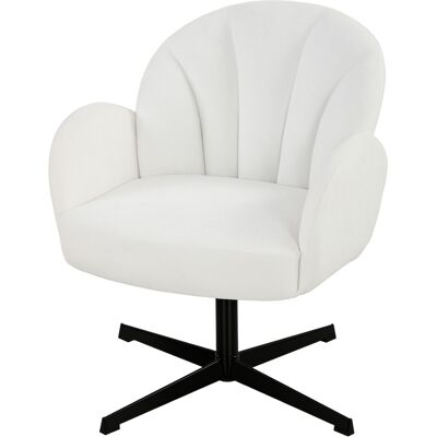 HOMCOM Fauteuil de Salon Pivotant Fauteuil Rembourré en Velours avec Dossier en Forme de Coquille Coussin avec Ressorts Crème - Publicité HOMCOM Fauteuil de Salon Pivotant Fauteuil Rembourré en Velours avec Dossier en Forme de Coquille Coussin avec Ressorts Crème - Publicité