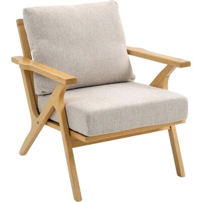 HOMCOM Fauteuil salon, fauteuil scandinave en tissu effet lin, coussins rembourrée et pieds en bois d'hévéa, 76x87x88cm, beige - Publicité HOMCOM Fauteuil salon, fauteuil scandinave en tissu effet lin, coussins rembourrée et pieds en bois d'hévéa, 76x87x88cm, beige - Publicité