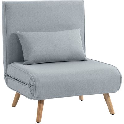 HOMCOM Fauteuil chauffeuse convertible 3 en 1 lit fauteuil lit 1 place dossier 5 positions en tissu avec coussin, gris - Publicité HOMCOM Fauteuil chauffeuse convertible 3 en 1 lit fauteuil lit 1 place dossier 5 positions en tissu avec coussin, gris - Publicité