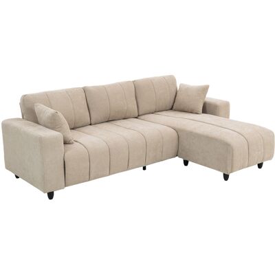 HOMCOM Canapé d'angle réversible, canapé 3 places avec méridienne, 2 oreillers, cadre en acier, 242x156x87cm, beige - Publicité HOMCOM Canapé d'angle réversible, canapé 3 places avec méridienne, 2 oreillers, cadre en acier, 242x156x87cm, beige - Publicité