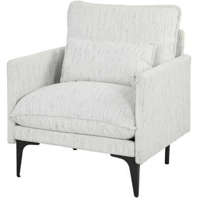 HOMCOM Fauteuil de salon rembourré en tissu effet lin avec accoudoirs, coussin lombaire et assise large, Blanc - Publicité HOMCOM Fauteuil de salon rembourré en tissu effet lin avec accoudoirs, coussin lombaire et assise large, Blanc - Publicité