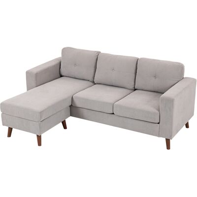 HOMCOM Canapé d'angle réversible en velours côtelé, canapé 3 places avec méridienne, cadre en acier, 192x137x84cm, gris clair - Publicité HOMCOM Canapé d'angle réversible en velours côtelé, canapé 3 places avec méridienne, cadre en acier, 192x137x84cm, gris clair - Publicité