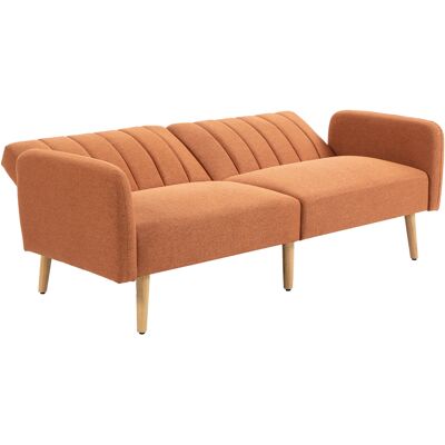 HOMCOM Canapé Convertible 2 Places Design scandinave Dossier inclinable 3 Positions Pieds Bois Tissu Aspect Lin marron - Publicité HOMCOM Canapé Convertible 2 Places Design scandinave Dossier inclinable 3 Positions Pieds Bois Tissu Aspect Lin marron - Publicité