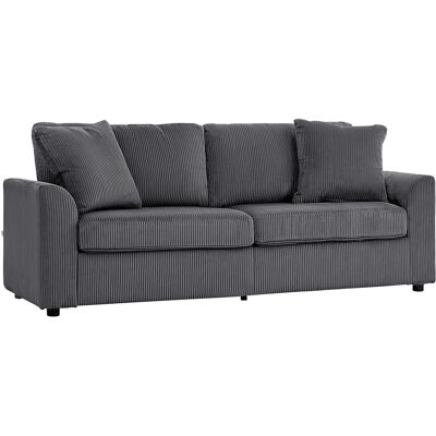 HOMCOM Canapé 3 places 212 cm avec 2 coussins à ressorts, tissu velours côtelé, pour salon, chambre, bureau à domicile, gris foncé - Publicité HOMCOM Canapé 3 places 212 cm avec 2 coussins à ressorts, tissu velours côtelé, pour salon, chambre, bureau à domicile, gris foncé - Publicité