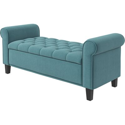 HOMCOM Banc capitonné de style vintage, banc de rangement, velours, Vert - Publicité HOMCOM Banc capitonné de style vintage, banc de rangement, velours, Vert - Publicité