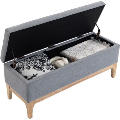 HOMCOM Banc de rangement, coffre de rangement avec couvercle amovible style scandinave, en tissu lin, 110 x 39 x 45 cm, gris - Publicité HOMCOM Banc de rangement, coffre de rangement avec couvercle amovible style scandinave, en tissu lin, 110 x 39 x 45 cm, gris - Publicité