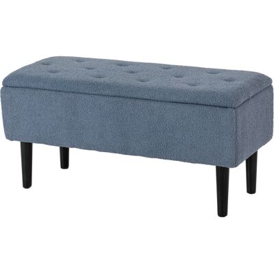HOMCOM Banc de rangement coffre de rangement revêtement bouclette, pieds en bois de caoutchouc 95 x 38 x 45 cm bleu - Publicité HOMCOM Banc de rangement coffre de rangement revêtement bouclette, pieds en bois de caoutchouc 95 x 38 x 45 cm bleu - Publicité
