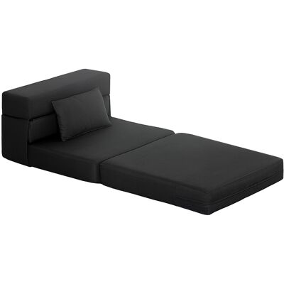 HOMCOM Fauteuil convertible 1 place fauteuil lit pliant, coussin inclus, pour invités, salon, petit espace, charge 120 kg, noir - Publicité HOMCOM Fauteuil convertible 1 place fauteuil lit pliant, coussin inclus, pour invités, salon, petit espace, charge 120 kg, noir - Publicité