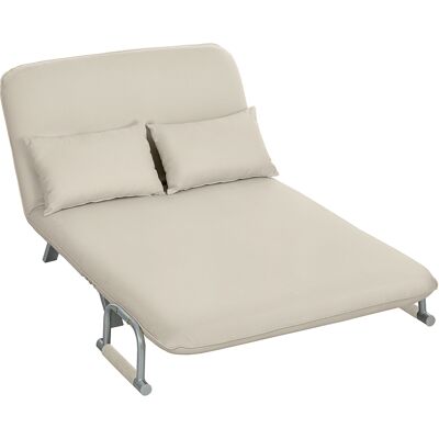 HOMCOM Canapé convertible 2 places canapé-lit 2 places avec dossier réglable et 2 coussins en revêtement aspect suède beige - Publicité HOMCOM Canapé convertible 2 places canapé-lit 2 places avec dossier réglable et 2 coussins en revêtement aspect suède beige - Publicité