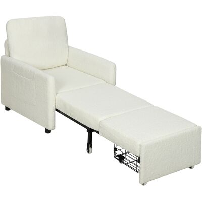 HOMCOM Fauteuil convertible 1 place, fauteuil-lit avec rangement caché, assise large et rembourrée, 72 x 85,5 x 91 cm, crème - Publicité HOMCOM Fauteuil convertible 1 place, fauteuil-lit avec rangement caché, assise large et rembourrée, 72 x 85,5 x 91 cm, crème - Publicité