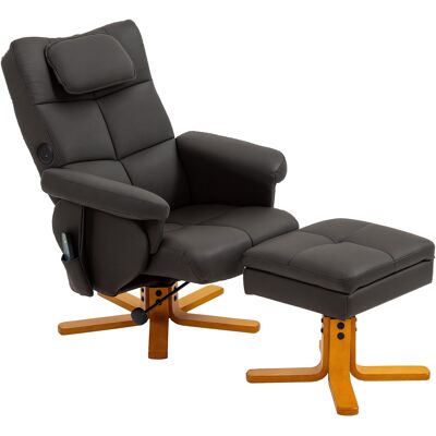 HOMCOM Fauteuil massant avec repose-pied, dossier inclinable jusqu'à 135°, coffre de rangement, télécommande - Publicité HOMCOM Fauteuil massant avec repose-pied, dossier inclinable jusqu'à 135°, coffre de rangement, télécommande - Publicité