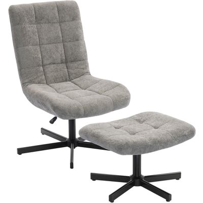 HOMCOM Fauteuil salon avec repose-pieds, chaise pivotante, hauteur réglable, dossier inclinable, 66 x 80 x 93-104 cm, gris - Publicité HOMCOM Fauteuil salon avec repose-pieds, chaise pivotante, hauteur réglable, dossier inclinable, 66 x 80 x 93-104 cm, gris - Publicité