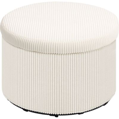 HOMCOM Pouf coffre rangement, tabouret rond, pouf repose-pieds en velours côtelé, charge 120 Kg, Ø 60 x 41 cm, beige - Publicité HOMCOM Pouf coffre rangement, tabouret rond, pouf repose-pieds en velours côtelé, charge 120 Kg, Ø 60 x 41 cm, beige - Publicité
