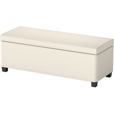 HOMCOM Banc de rangement bout de lit en velours côtelé avec couvercle, pour salon, chambre, entrée, 112 x 42 x 40 cm, beige - Publicité HOMCOM Banc de rangement bout de lit en velours côtelé avec couvercle, pour salon, chambre, entrée, 112 x 42 x 40 cm, beige - Publicité