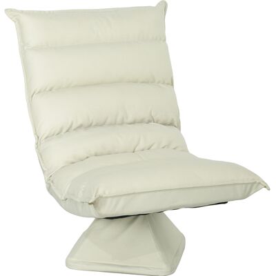 Fauteuil pivotant beige HOMCOM avec dossier inclinable - Publicité Fauteuil pivotant beige HOMCOM avec dossier inclinable - Publicité