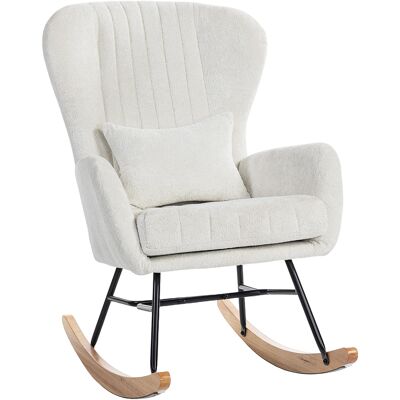 HOMCOM Fauteuil à bascule, rocking chair avec coussin, assise rembourré, dossier haut, 67 x 88 x 104 cm, blanc - Publicité HOMCOM Fauteuil à bascule, rocking chair avec coussin, assise rembourré, dossier haut, 67 x 88 x 104 cm, blanc - Publicité