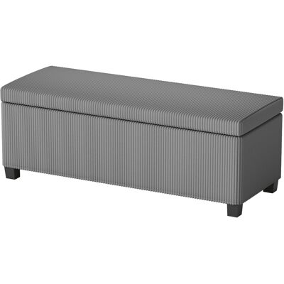 HOMCOM Banc de rangement bout de lit en velours côtelé avec couvercle, pour salon, chambre, entrée, 112 x 42 x 40 cm, gris - Publicité HOMCOM Banc de rangement bout de lit en velours côtelé avec couvercle, pour salon, chambre, entrée, 112 x 42 x 40 cm, gris - Publicité