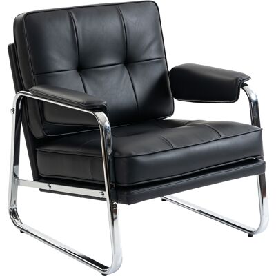 HOMCOM Fauteuil en cuir PU, fauteuil d'appoint à assise large, mousse haute densité, rembourrage épais, montage facile, noir - Publicité HOMCOM Fauteuil en cuir PU, fauteuil d'appoint à assise large, mousse haute densité, rembourrage épais, montage facile, noir - Publicité