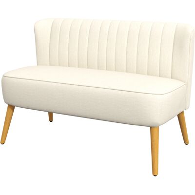 HOMCOM Canapé 2 places, canapé de salon en tissu aspect lin, assise rembourrée et pieds en bois d'hévéa, 117x56,5x77cm, crème - Publicité HOMCOM Canapé 2 places, canapé de salon en tissu aspect lin, assise rembourrée et pieds en bois d'hévéa, 117x56,5x77cm, crème - Publicité
