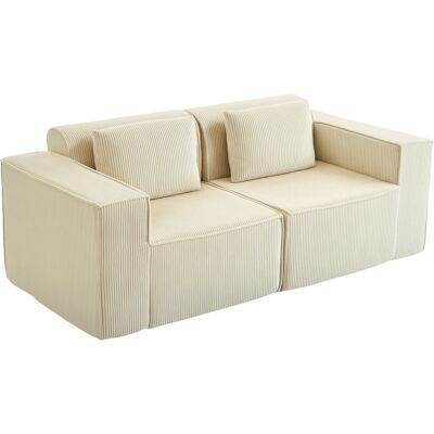 HOMCOM Canapé 3 places en velours côtelé, canapé rembourré, larges accoudoirs, 2 coussins, pas de montage, 202x90x76cm, beige - Publicité HOMCOM Canapé 3 places en velours côtelé, canapé rembourré, larges accoudoirs, 2 coussins, pas de montage, 202x90x76cm, beige - Publicité