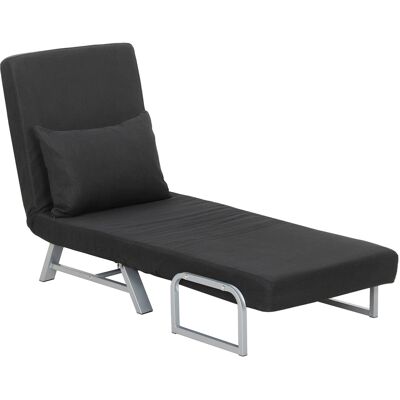 HOMCOM Fauteuil chauffeuse canapé-lit Convertible inclinable 1 Place Coussin lombaires accoudoirs piètement métal Lin Noir - Publicité HOMCOM Fauteuil chauffeuse canapé-lit Convertible inclinable 1 Place Coussin lombaires accoudoirs piètement métal Lin Noir - Publicité