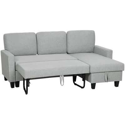 HOMCOM Canapé d'angle convertible réversible, canapé-lit 3 places, méridienne, coffre de rangement, 197lx129x 85cm, gris clair - Publicité HOMCOM Canapé d'angle convertible réversible, canapé-lit 3 places, méridienne, coffre de rangement, 197lx129x 85cm, gris clair - Publicité