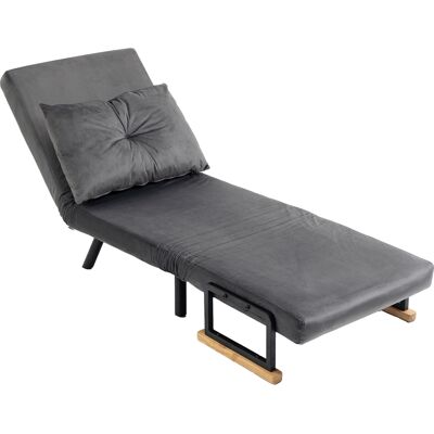HOMCOM Fauteuil convertible 1 place fauteuil-lit chauffeuse 3 en 1 dossier réglable oreiller tissu velours 63x73x81cm gris - Publicité HOMCOM Fauteuil convertible 1 place fauteuil-lit chauffeuse 3 en 1 dossier réglable oreiller tissu velours 63x73x81cm gris - Publicité