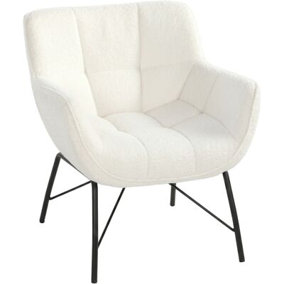 HOMCOM Fauteuil d'appoint moderne, fauteuil Sherpa-Fleece avec dossier incurvé, accoudoirs intégrés, pieds métalliques, Blanc crème - Publicité HOMCOM Fauteuil d'appoint moderne, fauteuil Sherpa-Fleece avec dossier incurvé, accoudoirs intégrés, pieds métalliques, Blanc crème - Publicité