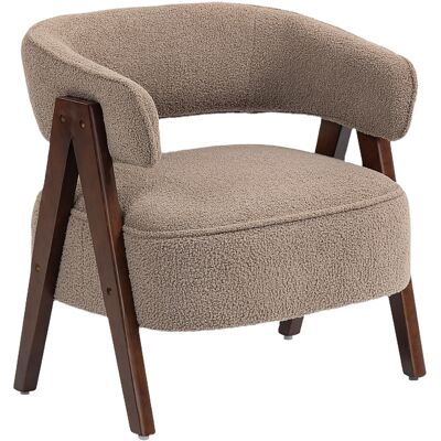 HOMCOM Fauteuil de salon en tissu bouclette, chaise rembourrée, assise large, dossier ergonomique, 70 x 64 x 71 cm, marron - Publicité HOMCOM Fauteuil de salon en tissu bouclette, chaise rembourrée, assise large, dossier ergonomique, 70 x 64 x 71 cm, marron - Publicité