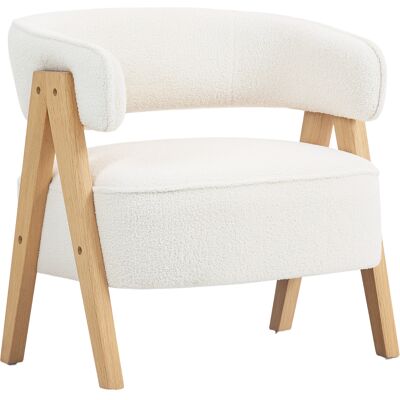 HOMCOM Fauteuil de salon en tissu bouclette, chaise rembourrée, assise large, dossier ergonomique, 70 x 64 x 71 cm, blanc - Publicité HOMCOM Fauteuil de salon en tissu bouclette, chaise rembourrée, assise large, dossier ergonomique, 70 x 64 x 71 cm, blanc - Publicité