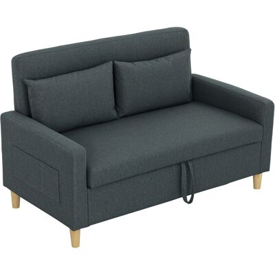 HOMCOM Canapé 2 Places en Tissu Effet Lin avec 2 Coussins Amovibles et Espace de Rangement, Gris foncé - Publicité HOMCOM Canapé 2 Places en Tissu Effet Lin avec 2 Coussins Amovibles et Espace de Rangement, Gris foncé - Publicité